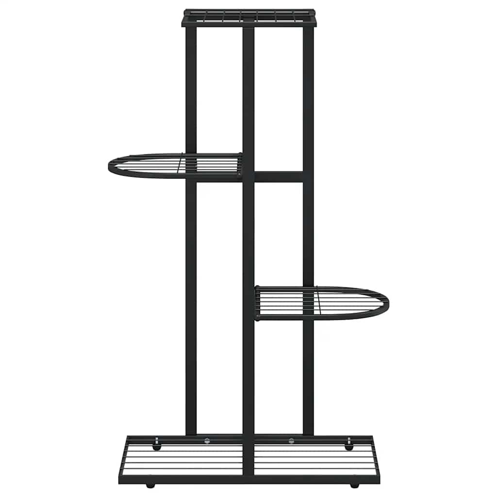 vidaXL 4-poziomowy stojak na kwiaty, 43x22x76 cm, czarny, metalowy