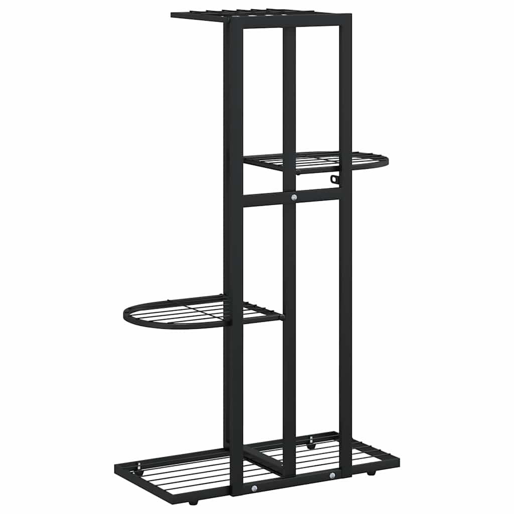 vidaXL 4-poziomowy stojak na kwiaty, 43x22x76 cm, czarny, metalowy