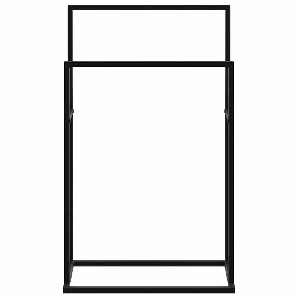 vidaXL Wolnostojący wieszak na ręcznik, czarny, 48x24x78,5 cm, żelazny