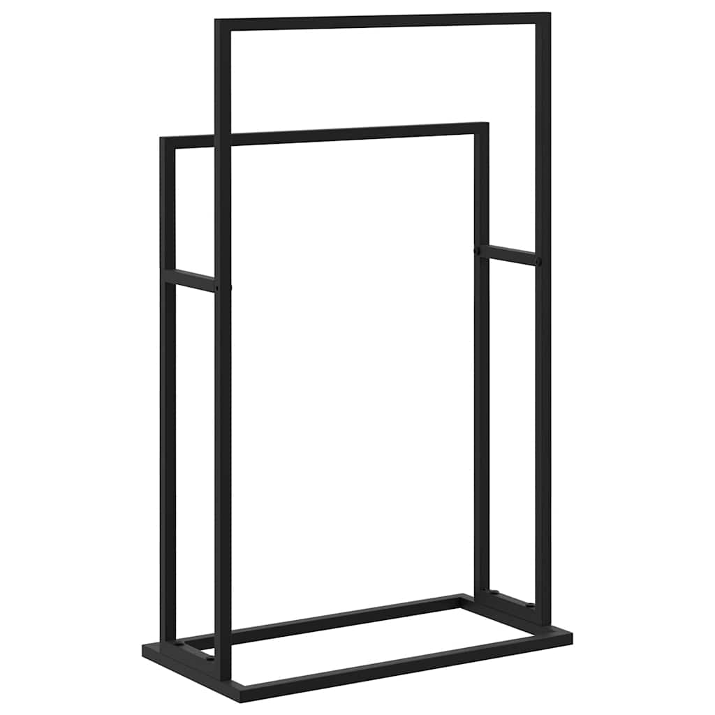 vidaXL Wolnostojący wieszak na ręcznik, czarny, 48x24x78,5 cm, żelazny
