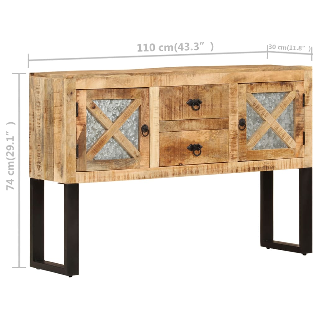 vidaXL Szafka, 110x30x74 cm, surowe drewno mango