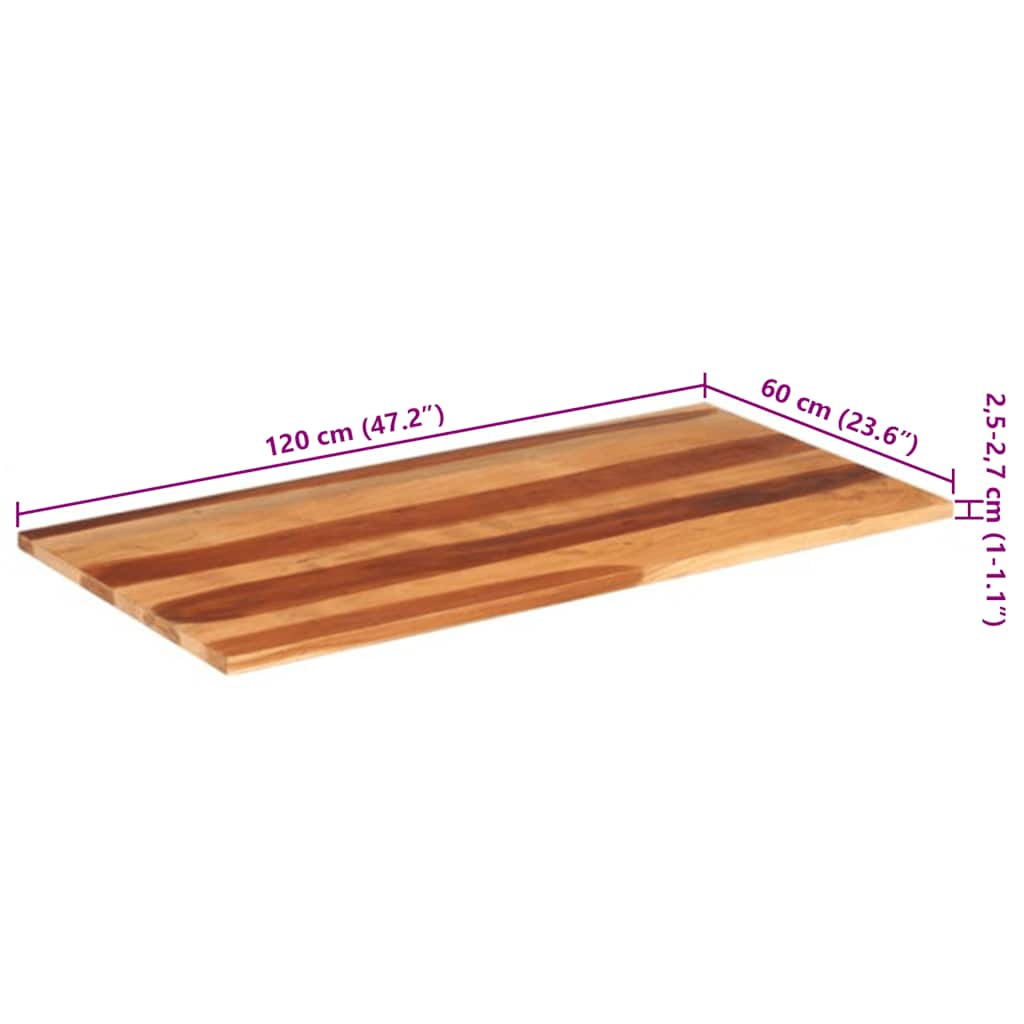 vidaXL Blat stołu, 120x60x(2,5-2,7) cm, lite drewno akacjowe