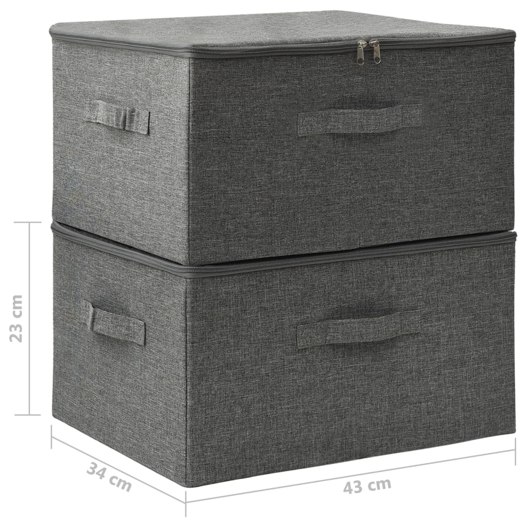 vidaXL Pojemniki, 2 szt., tkanina, 43x34x23 cm, antracytowe