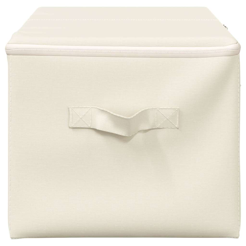 vidaXL Pojemniki, 2 szt., tkanina, 43x34x23 cm, kremowe