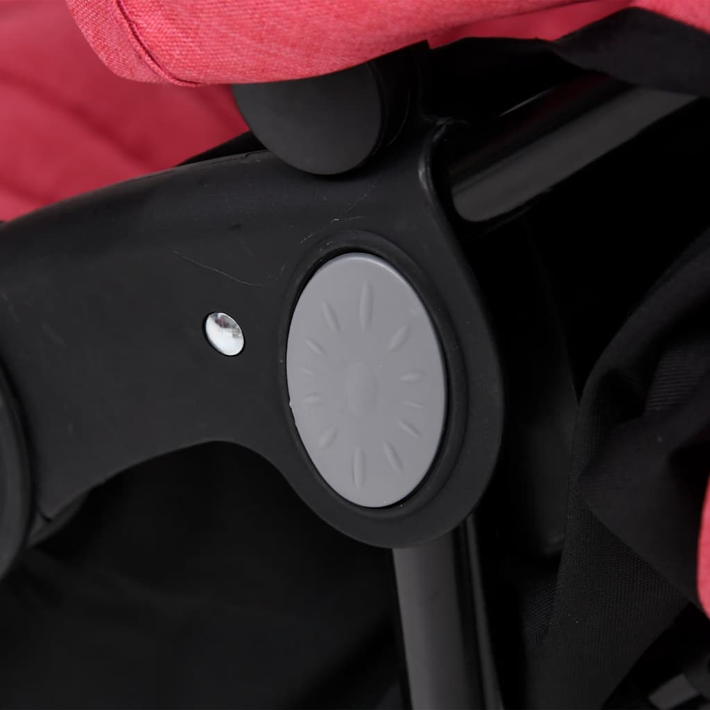 vidaXL Podwójny wózek spacerowy, czerwony, stalowy
