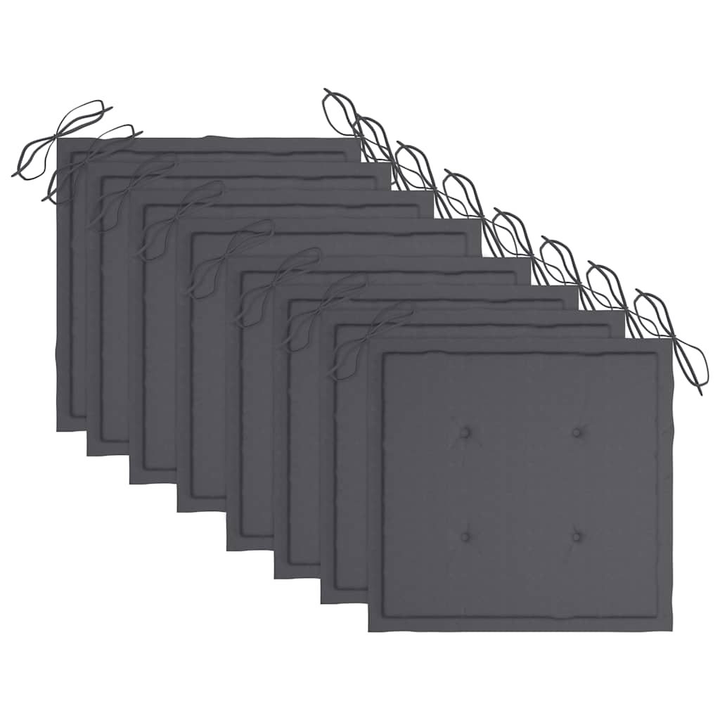 vidaXL Krzesła ogrodowe, poduszki, 8 szt., lite drewno akacjowe, szare