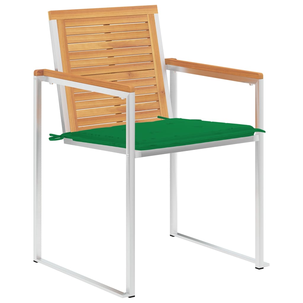 vidaXL Krzesła ogrodowe z poduszkami, 4 szt., lite drewno tekowe