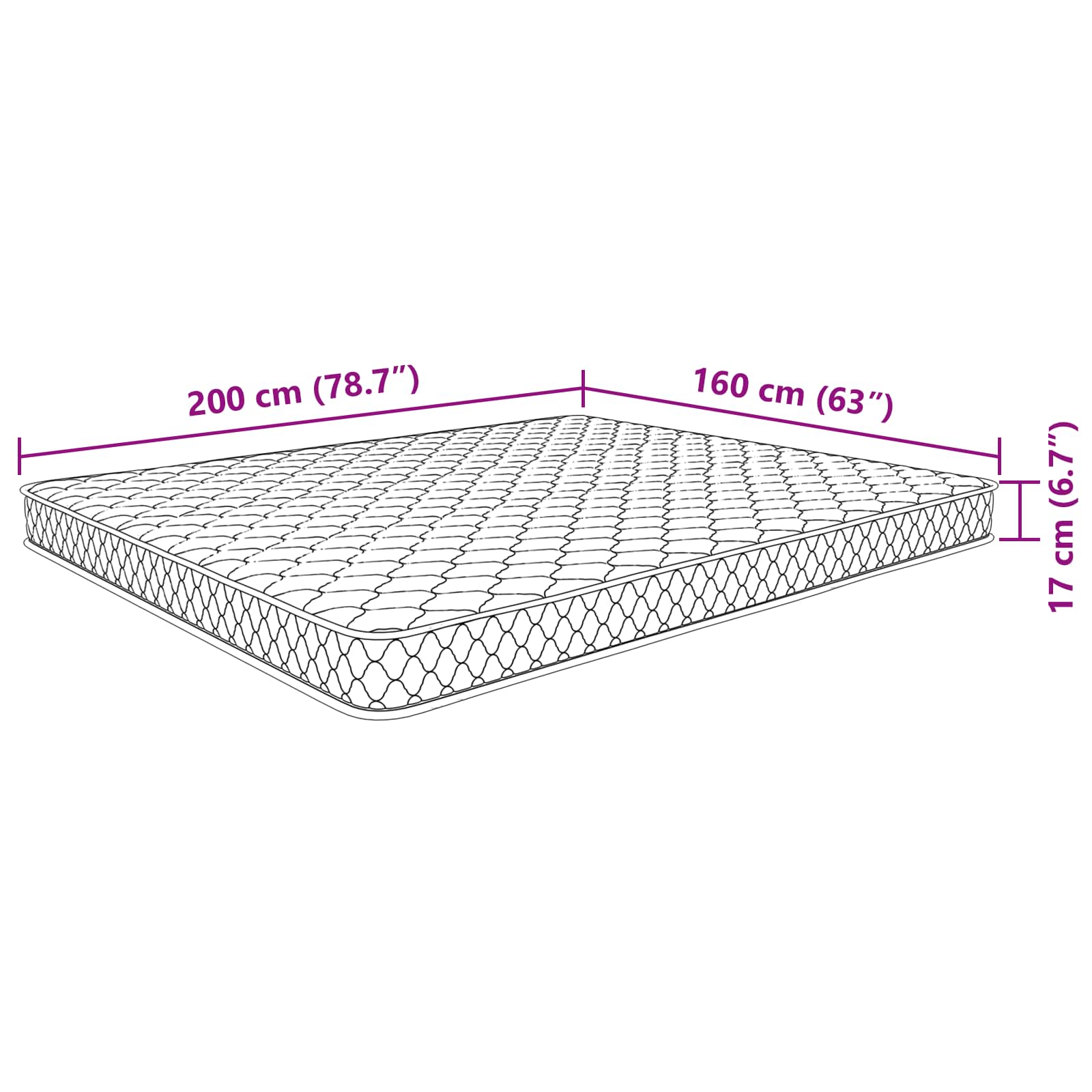 vidaXL Materac vidaXL Materac Miękki Biały 200 x 160 x 17 cm Pianka PU