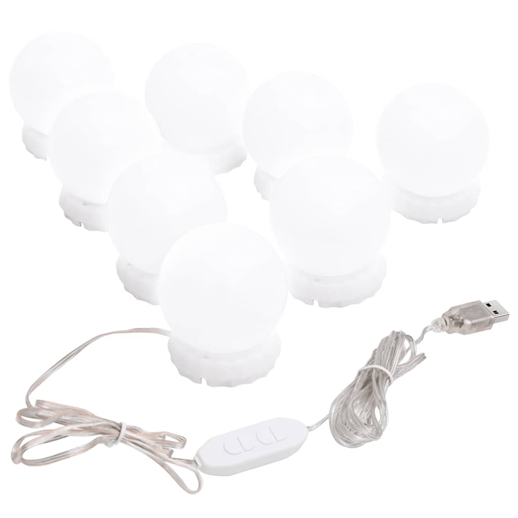 vidaXL Lampki na lustro, 8 ciepłych i zimnych białych żarówek LED