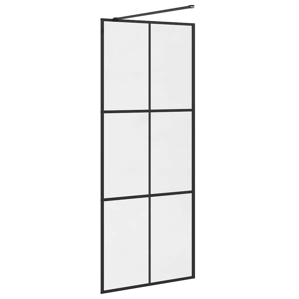 vidaXL Ścianka prysznicowa, przezroczyste szkło ESG, 80x195 cm, czarna