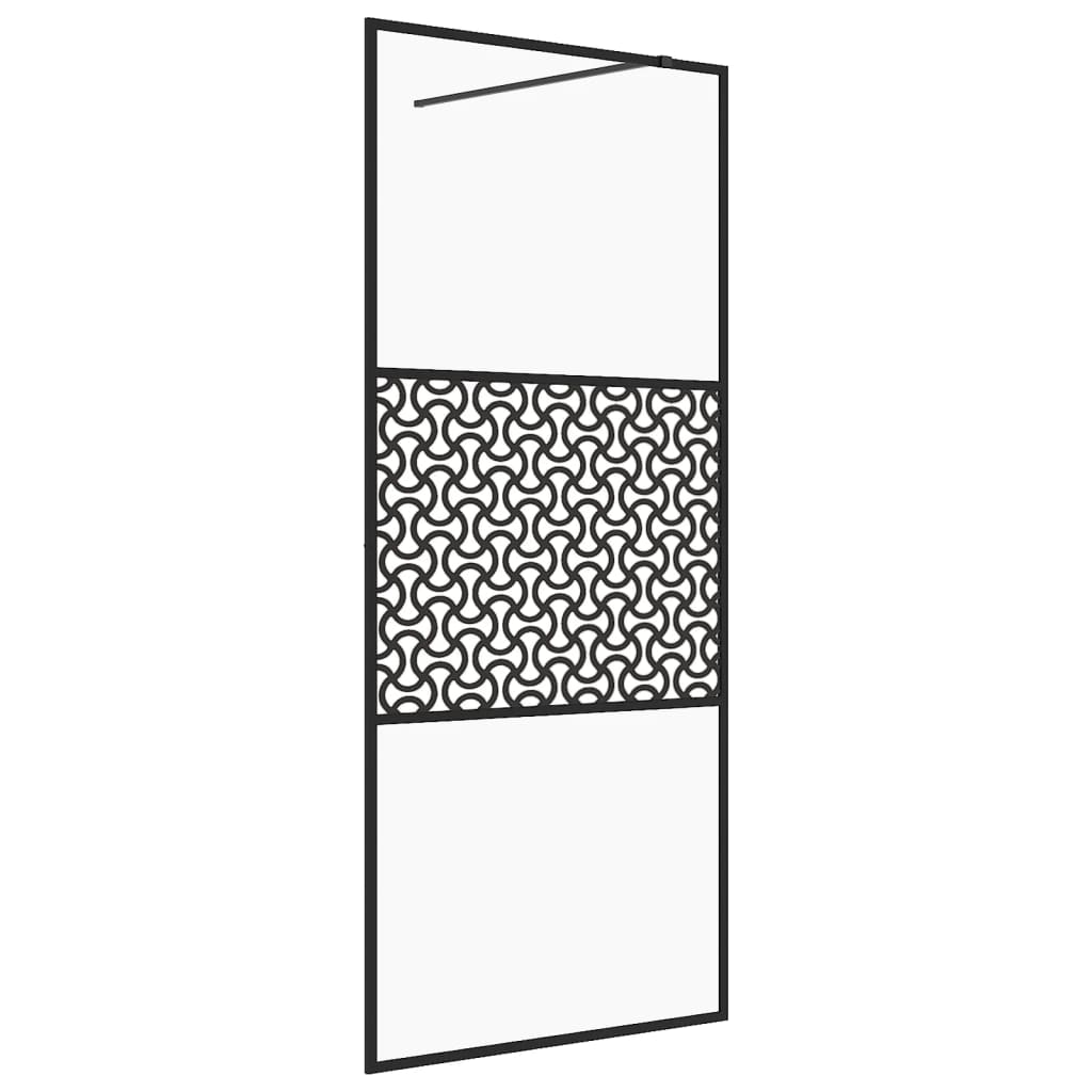 vidaXL Ścianka prysznicowa, przezroczyste szkło ESG, 80x195 cm, czarna