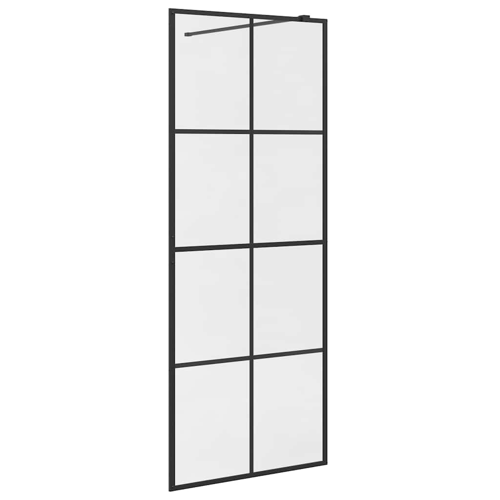 vidaXL Ścianka prysznicowa, przezroczyste szkło ESG, 80x195 cm, czarna