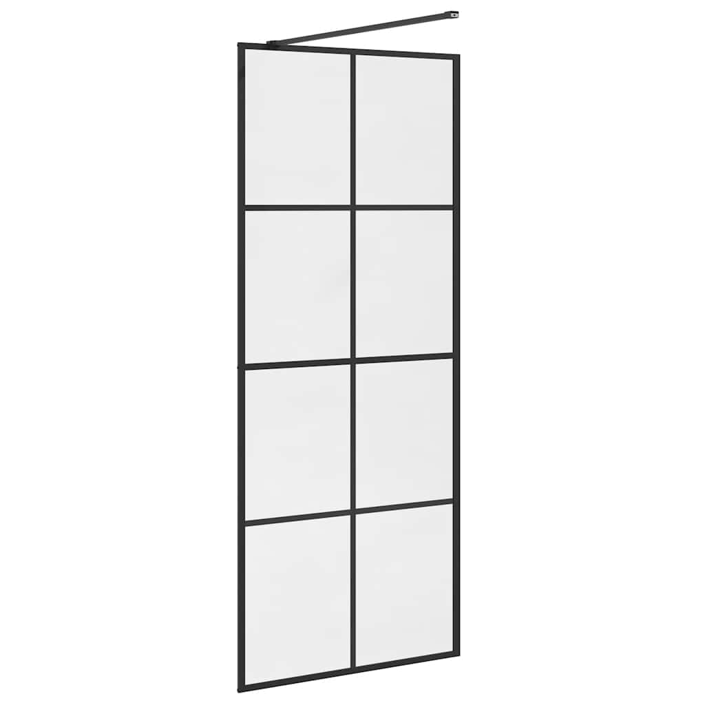 vidaXL Ścianka prysznicowa, przezroczyste szkło ESG, 80x195 cm, czarna