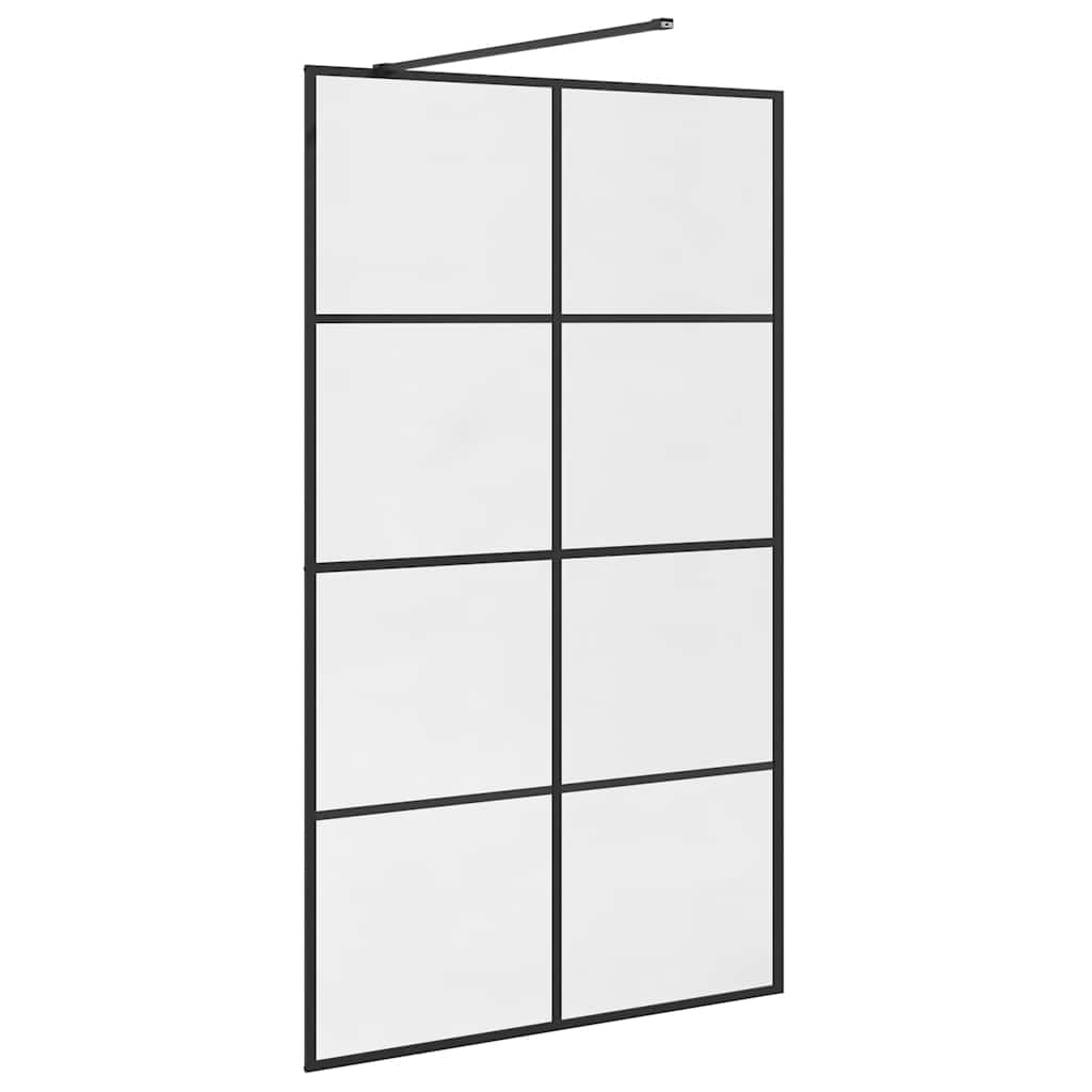 vidaXL Ścianka prysznicowa, przezroczyste szkło ESG, 115x195cm, czarna