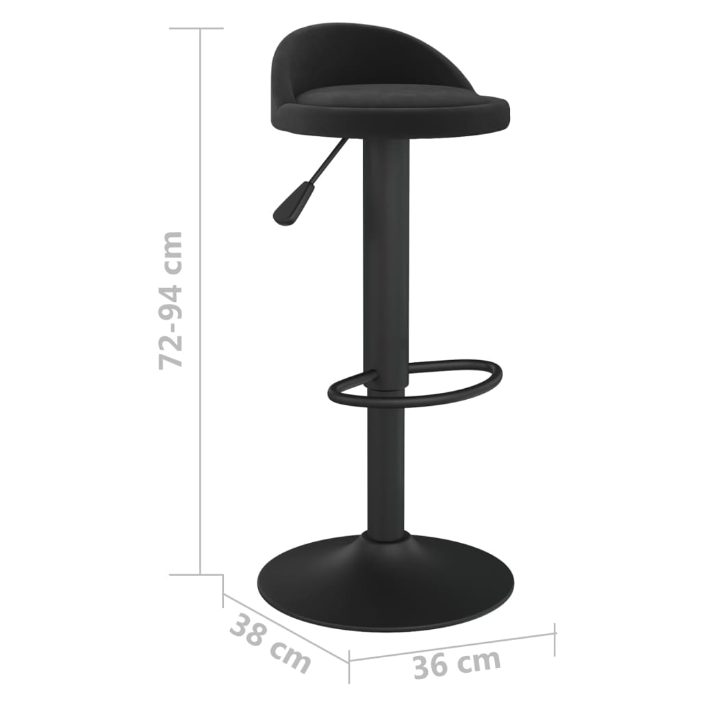 vidaXL Stołki barowe, 2 szt., czarne, obite aksamitem