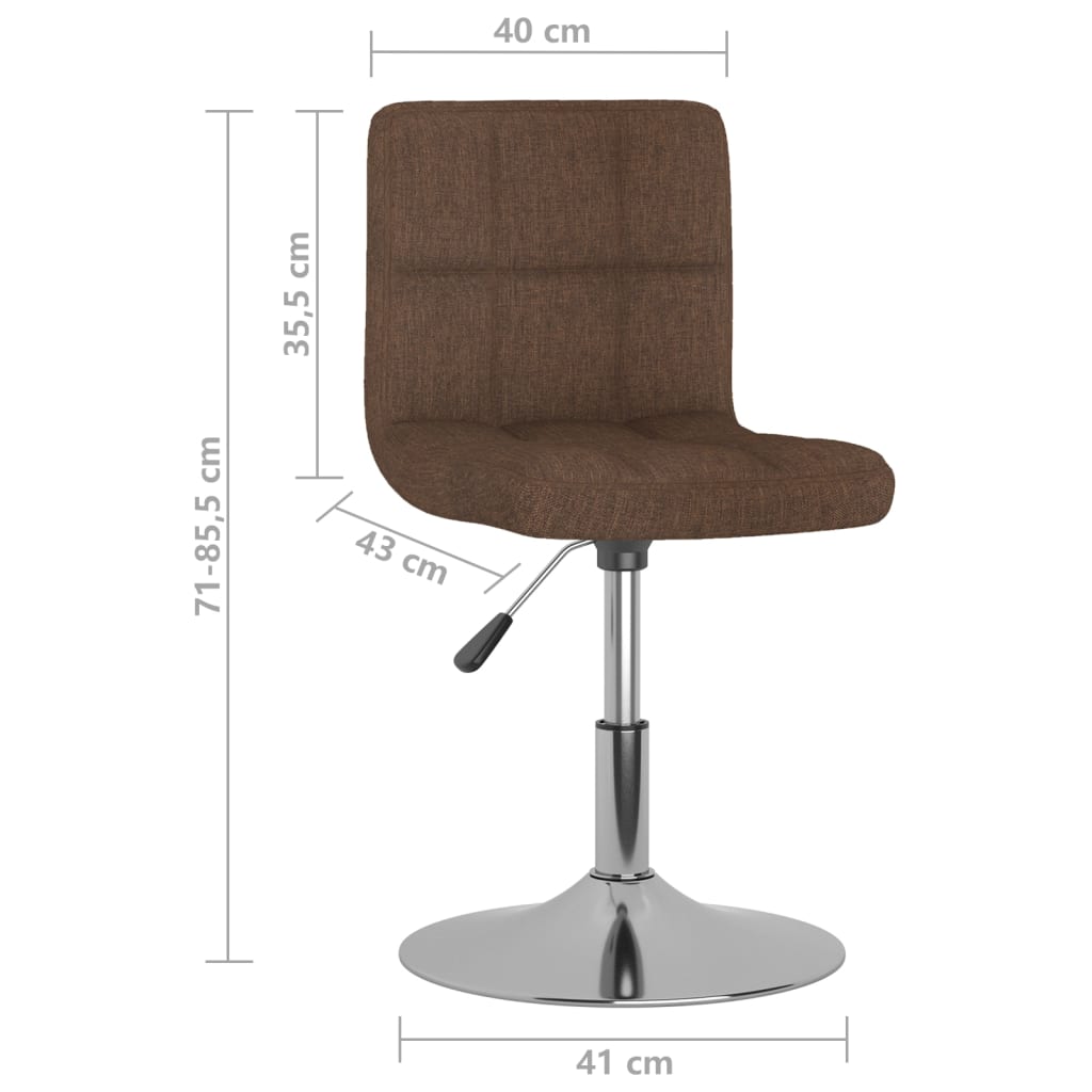 vidaXL Obrotowe krzesła stołowe, 2 szt., brązowe, obite tkaniną
