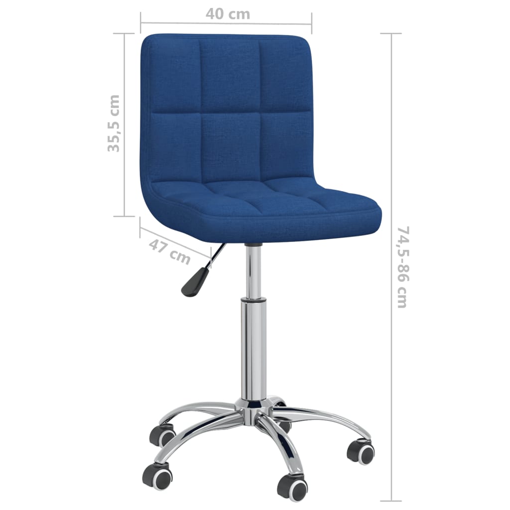 vidaXL Obrotowe krzesło biurowe, niebieskie, tapicerowane tkaniną