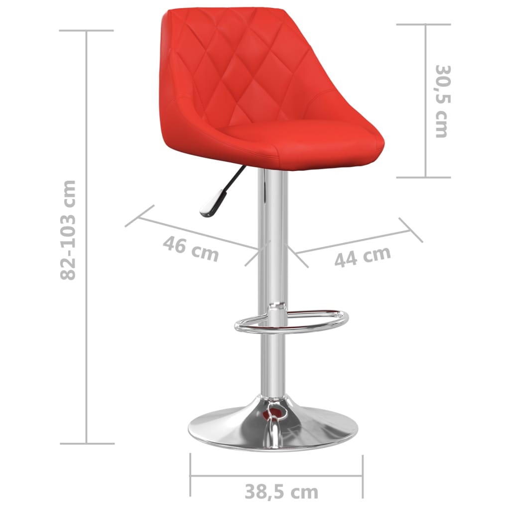 vidaXL Stołki barowe, 2 szt., czerwone, sztuczna skóra