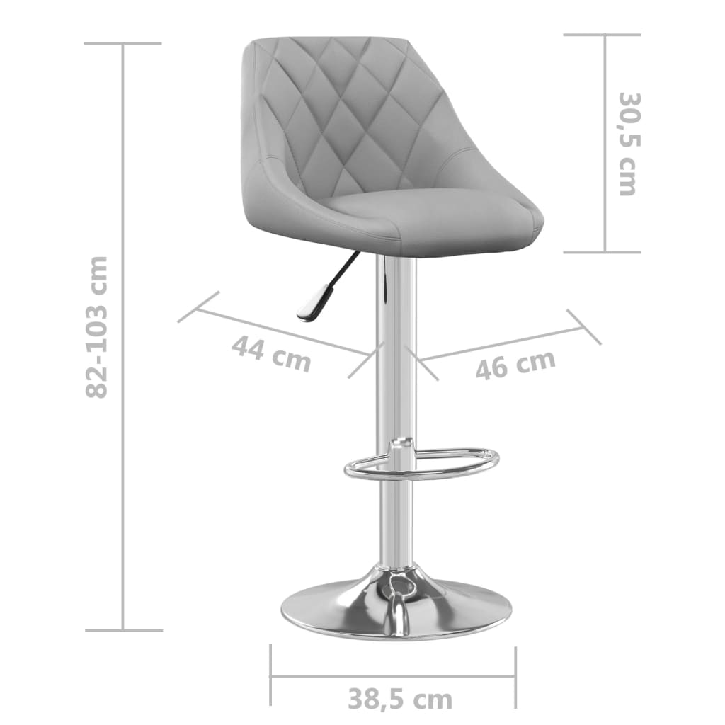vidaXL Stołki barowe, 2 szt., jasnoszare, obite aksamitem