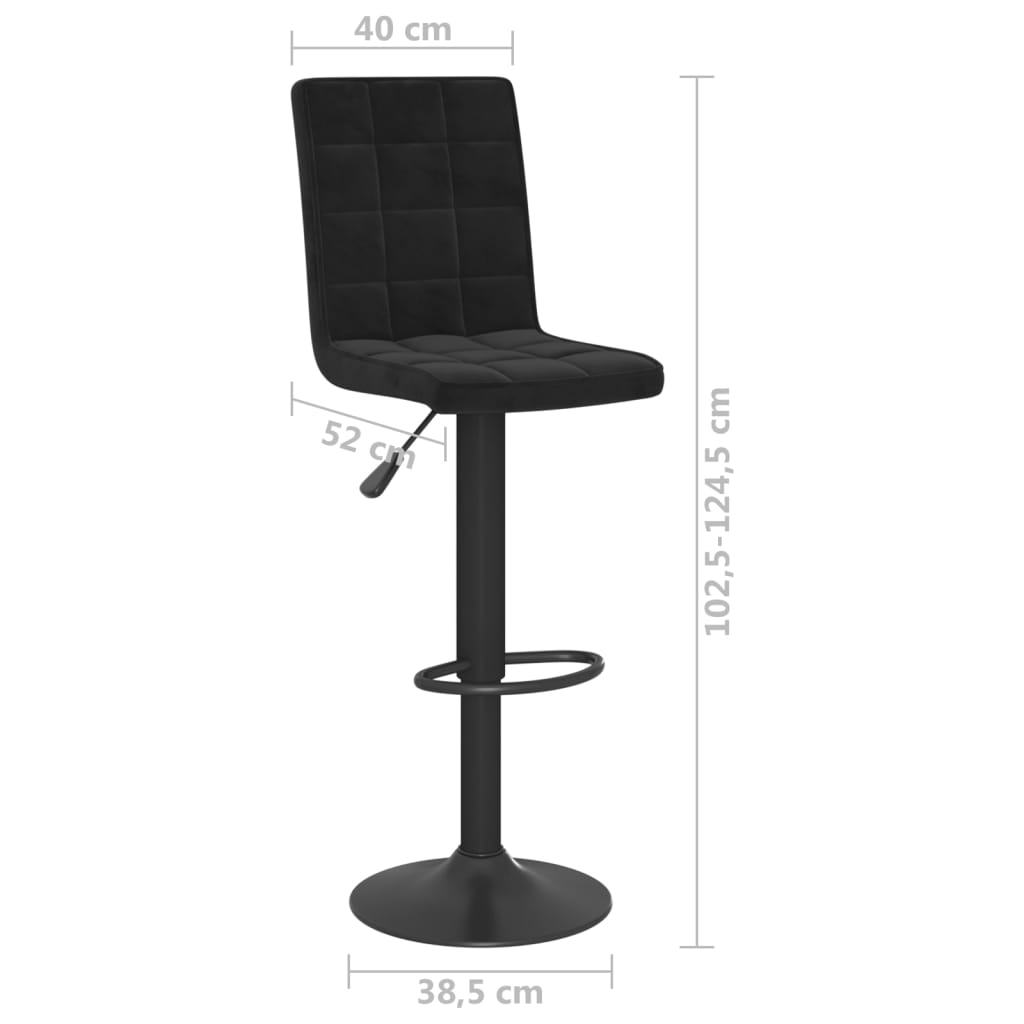 vidaXL Stołki barowe, 2 szt., czarne, obite aksamitem