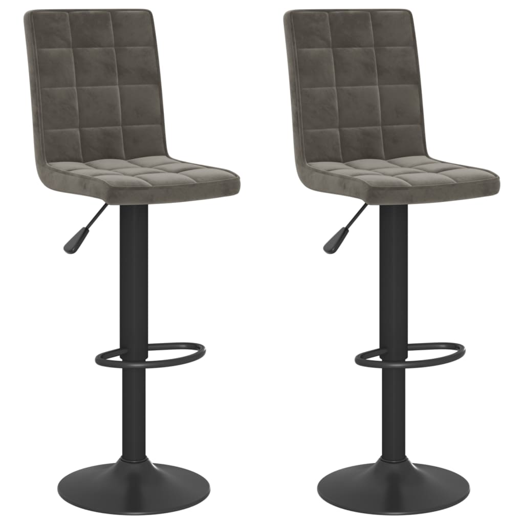vidaXL Stołki barowe, 2 szt., ciemnoszare, obite aksamitem