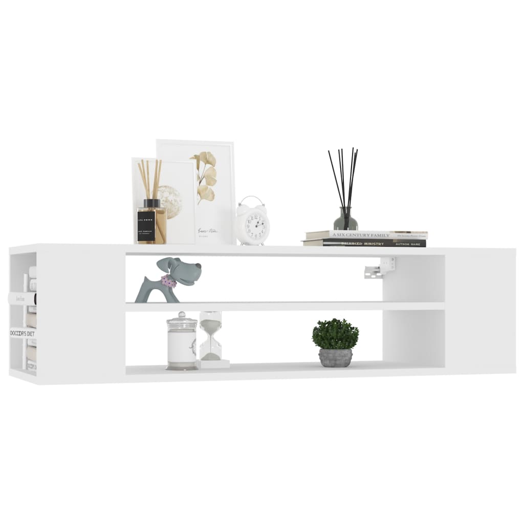 vidaXL Wisząca szafka TV, biała 100x30x26,5 cm materiał drewnopochodny