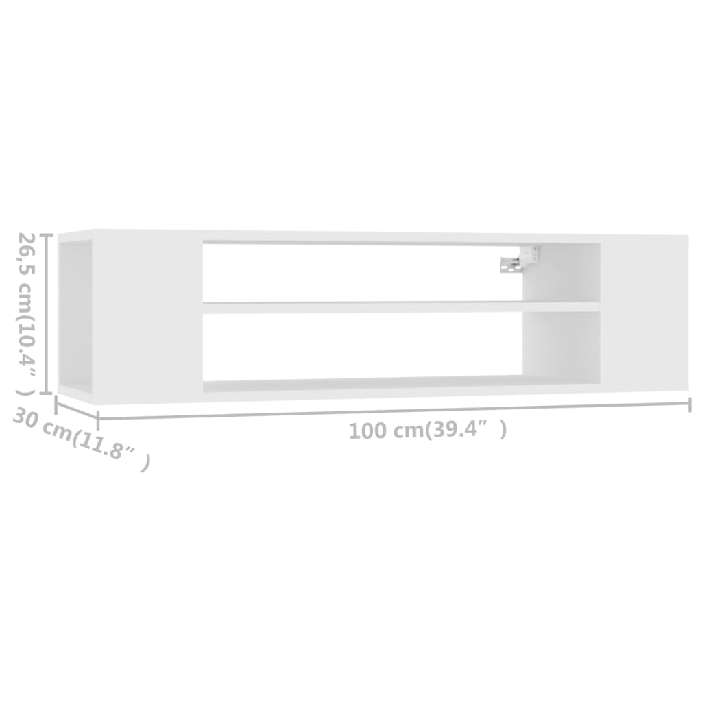vidaXL Wisząca szafka TV, biała 100x30x26,5 cm materiał drewnopochodny