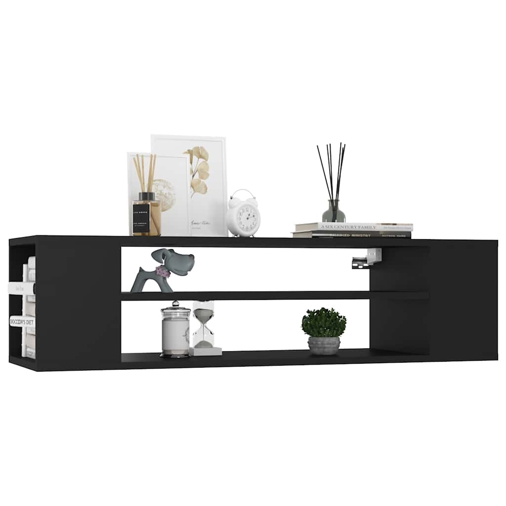 vidaXL Wisząca szafka TV, czarna, 100x30x26,5 cm
