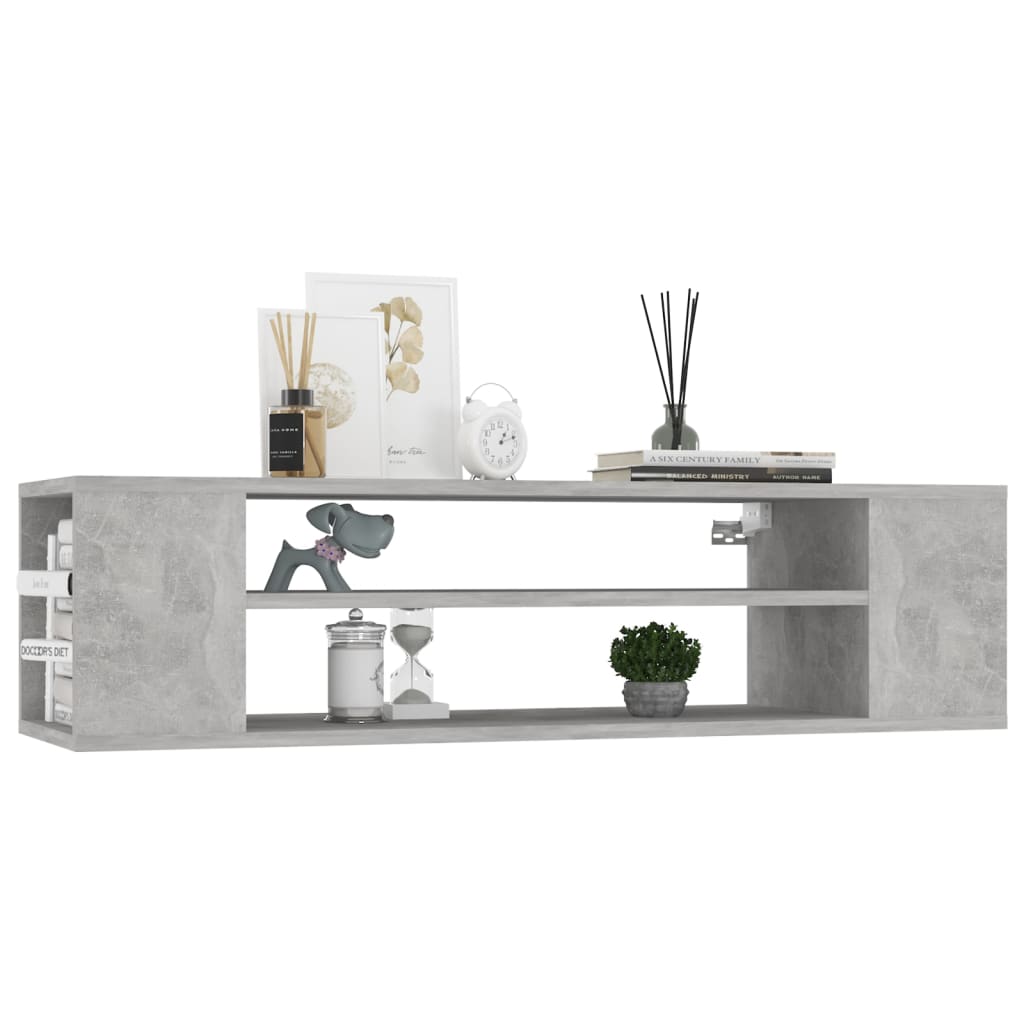 vidaXL Wisząca szafka TV, szarość betonu, 100x30x26,5 cm