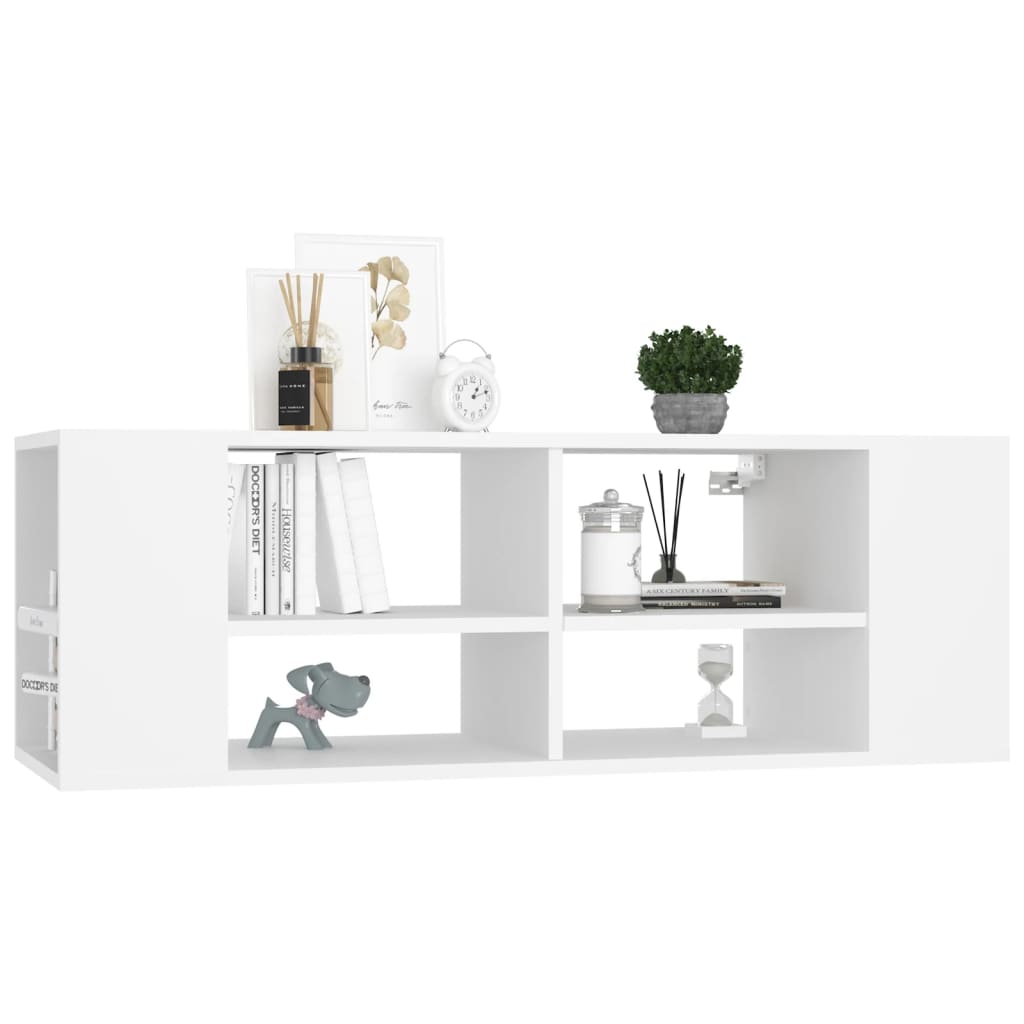 vidaXL Wisząca szafka TV, biała, 102x35x35 cm, materiał drewnopochodny
