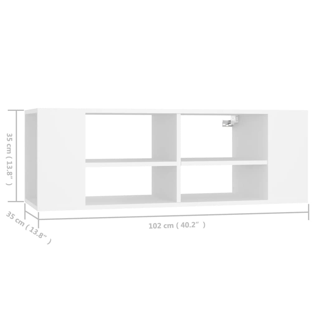 vidaXL Wisząca szafka TV, biała, 102x35x35 cm, materiał drewnopochodny