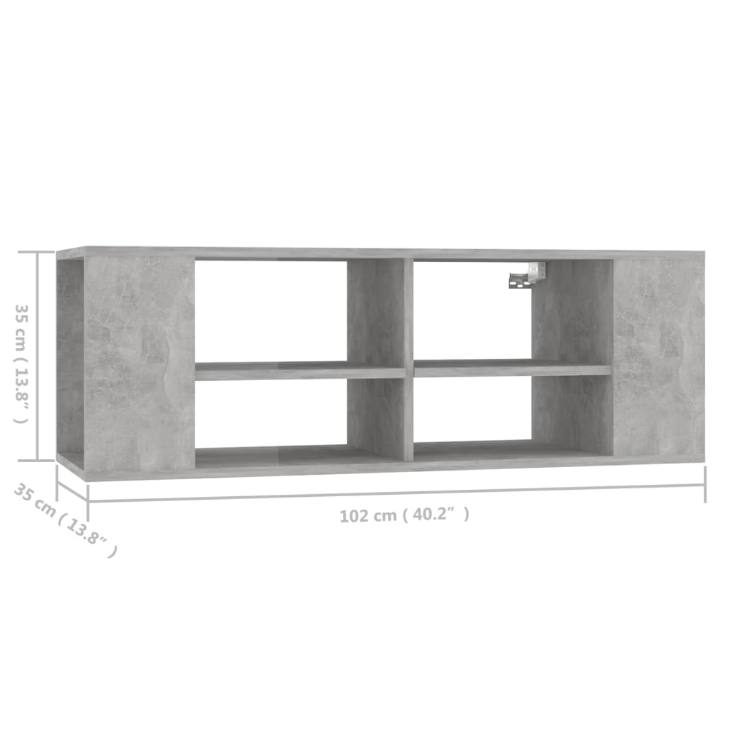 vidaXL Wisząca szafka pod TV, szarość betonu, 102x35x35 cm