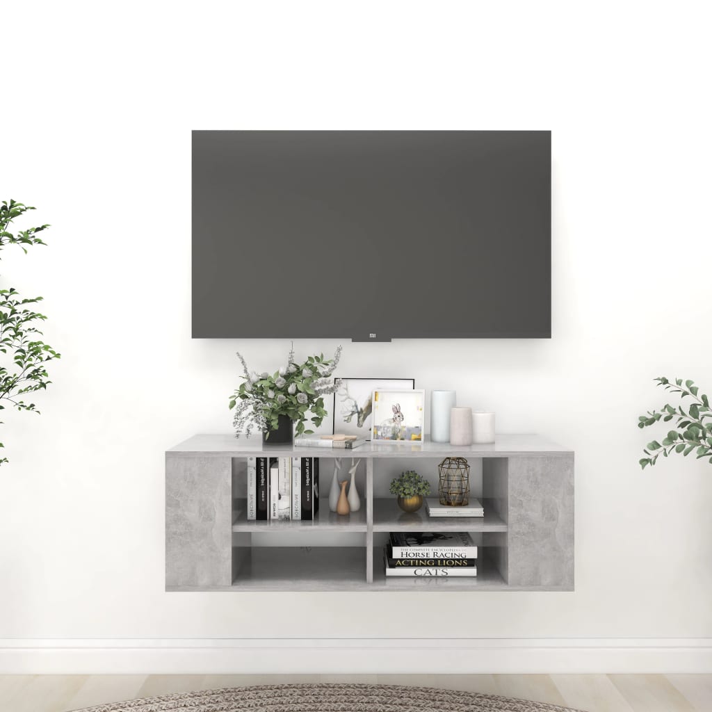 vidaXL Wisząca szafka pod TV, szarość betonu, 102x35x35 cm