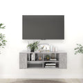 vidaXL Wisząca szafka pod TV, szarość betonu, 102x35x35 cm