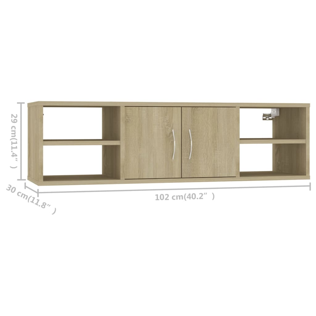 vidaXL Półka ścienna, dąb sonoma 102x30x29 cm, materiał drewnopochodny