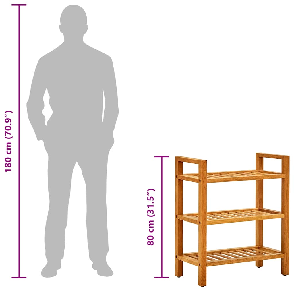 vidaXL Stojak na buty z 4 półkami, 50x27x80 cm, lite drewno dębowe