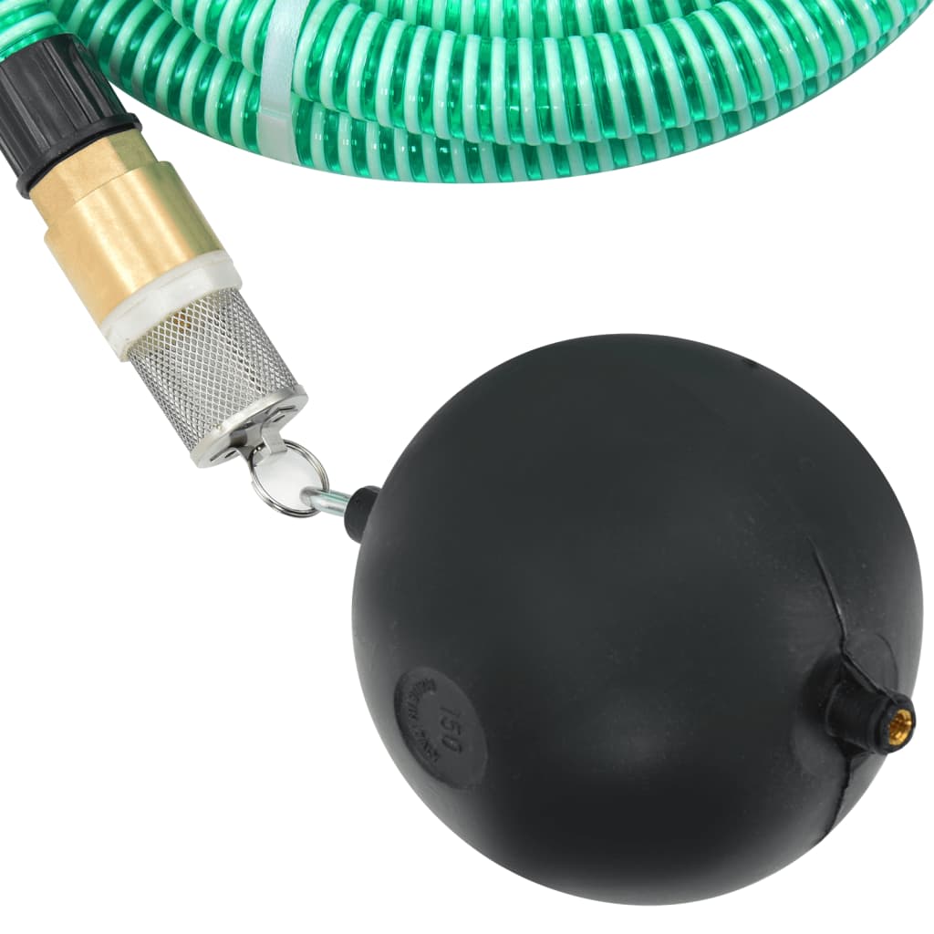 vidaXL Wąż ssący z mosiężnymi złączami, zielony, 1,1" 3 m, PVC
