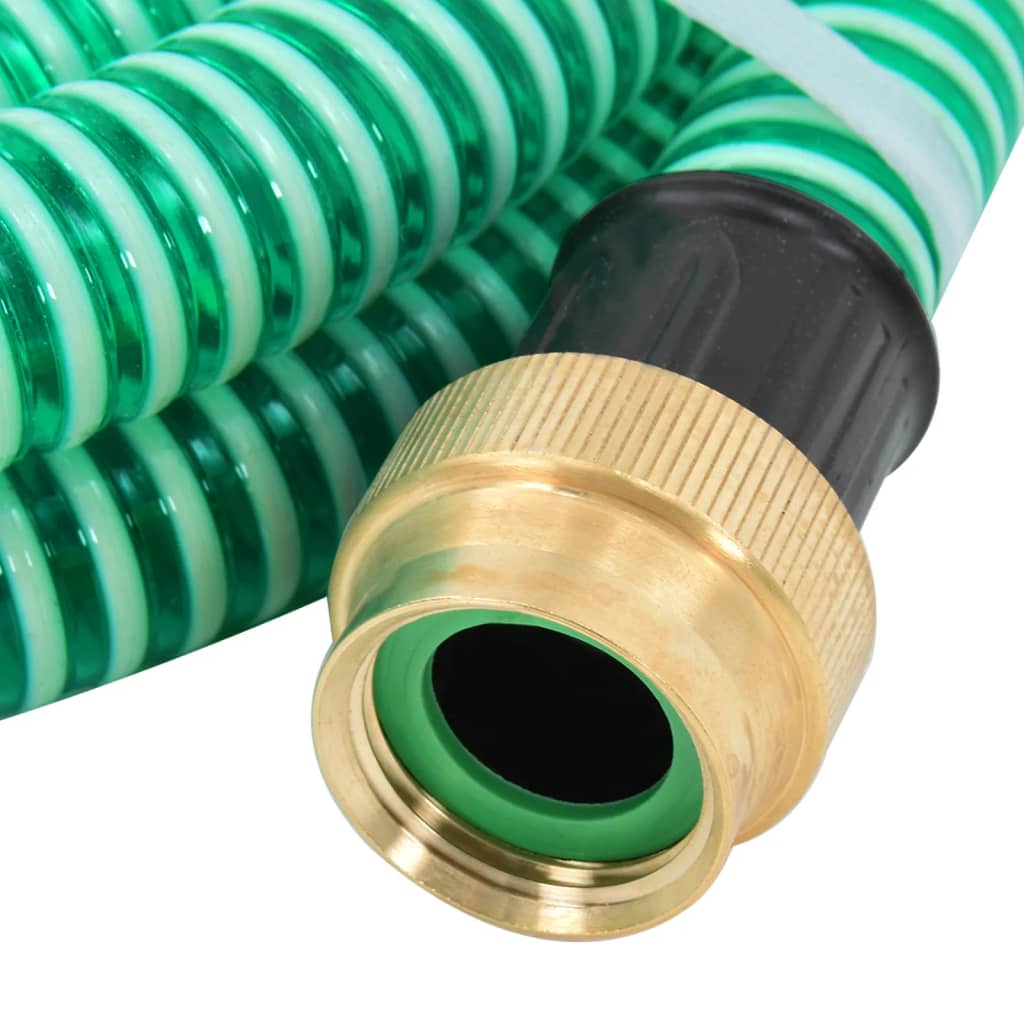 vidaXL Wąż ssący z mosiężnymi złączami, zielony, 1,1" 4 m, PVC