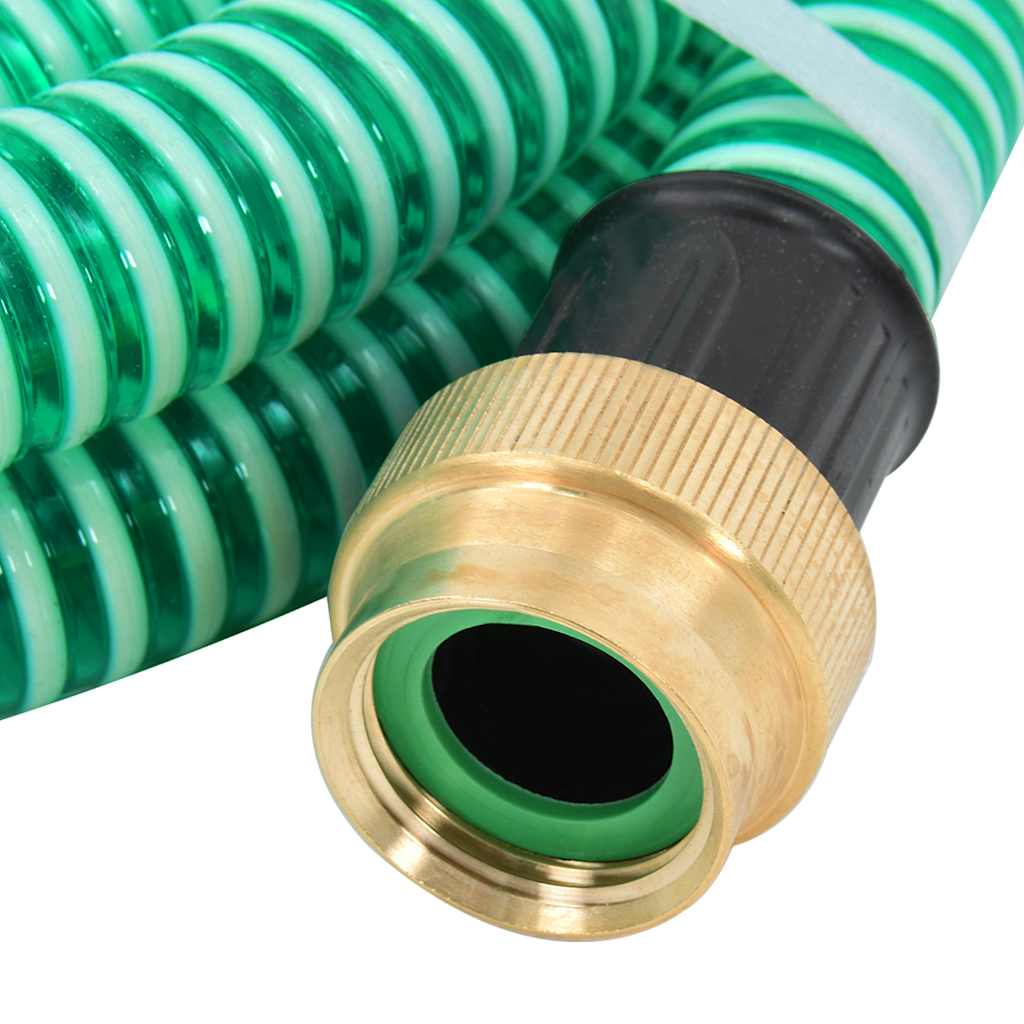 vidaXL Wąż ssący z mosiężnymi złączami, zielony, 1,1" 15 m, PVC