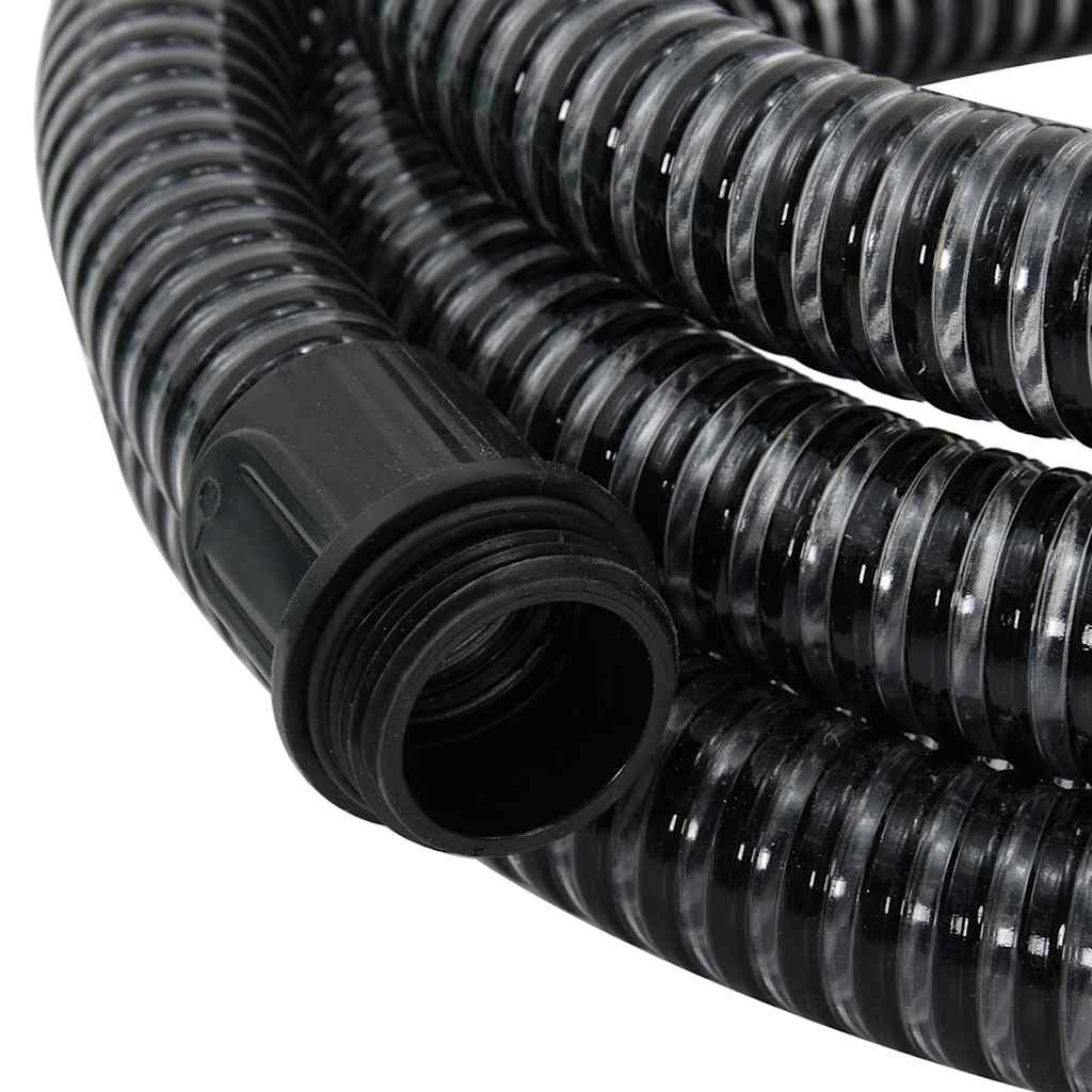 vidaXL Wąż ssący z mosiężnymi złączami, czarny, 1,1" 3 m, PVC