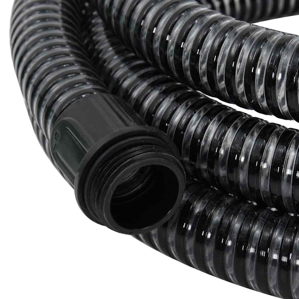 vidaXL Wąż ssący z mosiężnymi złączami, czarny, 1,1" 5 m, PVC