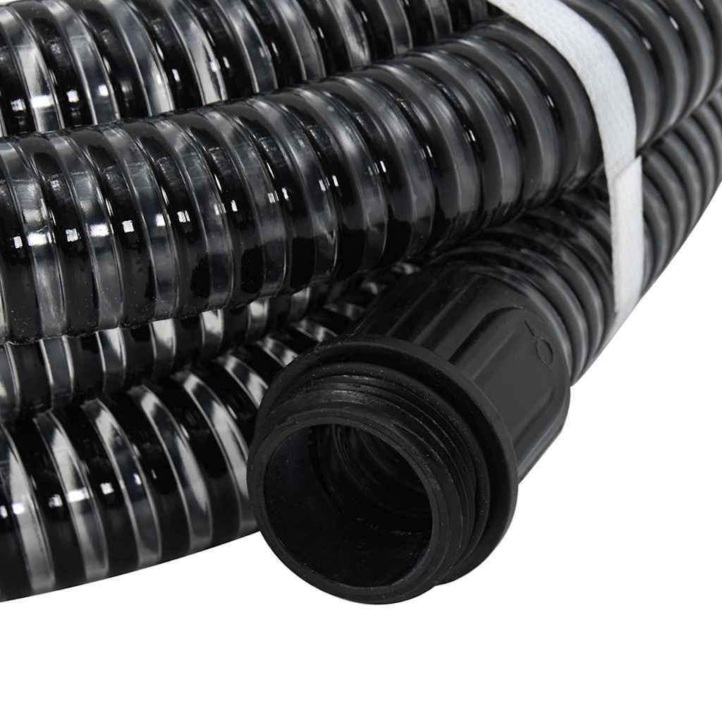 vidaXL Wąż ssący z mosiężnymi złączami, czarny, 1,1" 10 m, PVC