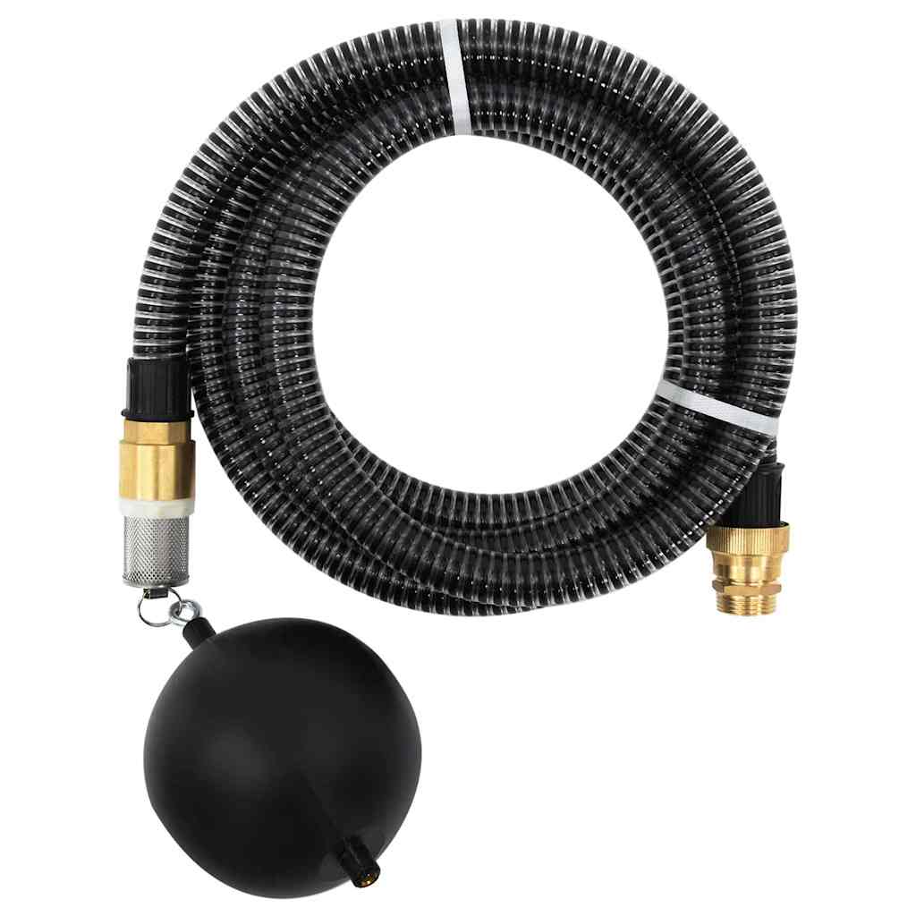 vidaXL Wąż ssący z mosiężnymi złączami, czarny, 1,1" 15 m, PVC