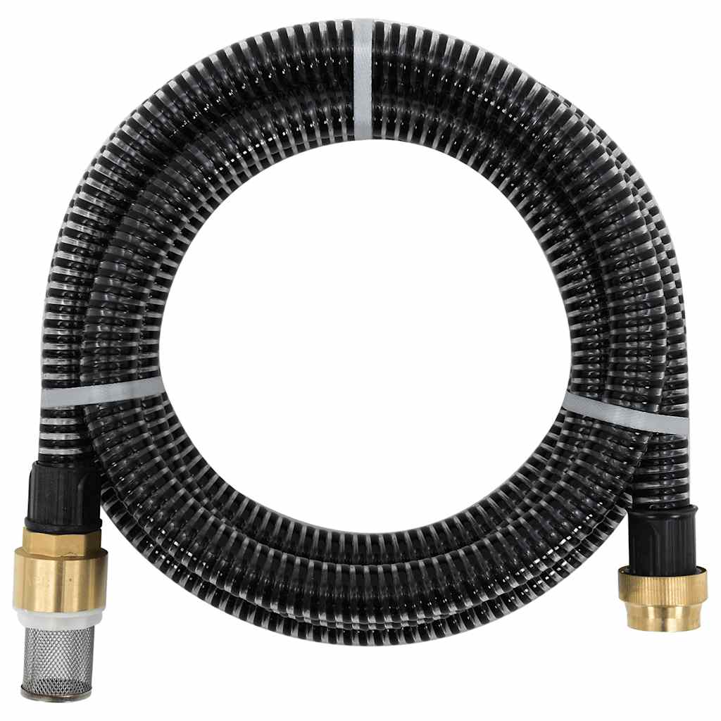 vidaXL Wąż ssący z mosiężnymi złączami, czarny, 1,1" 20 m, PVC