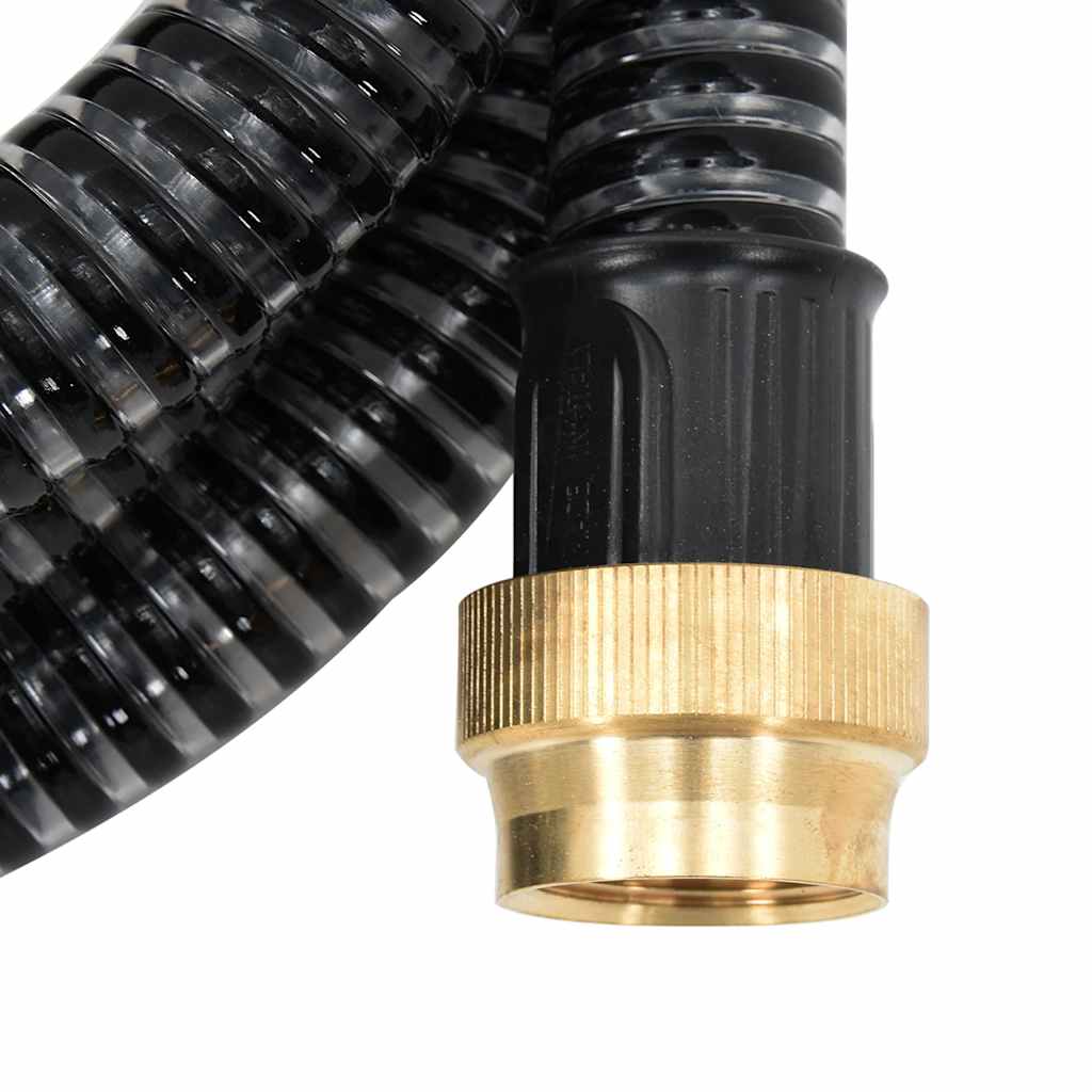 vidaXL Wąż ssący z mosiężnymi złączami, czarny, 1,1" 20 m, PVC