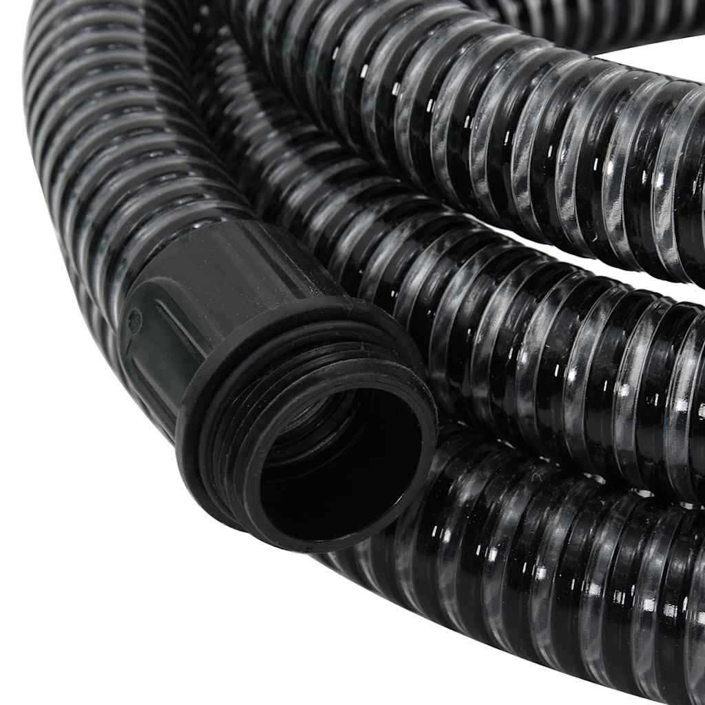 vidaXL Wąż ssący z mosiężnymi złączami, czarny, 1,1" 20 m, PVC