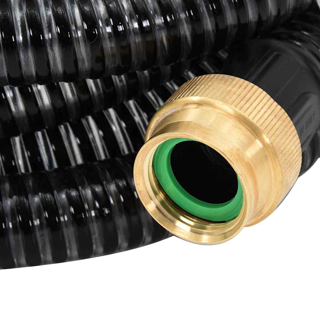 vidaXL Wąż ssący z mosiężnymi złączami, czarny, 1,1" 20 m, PVC