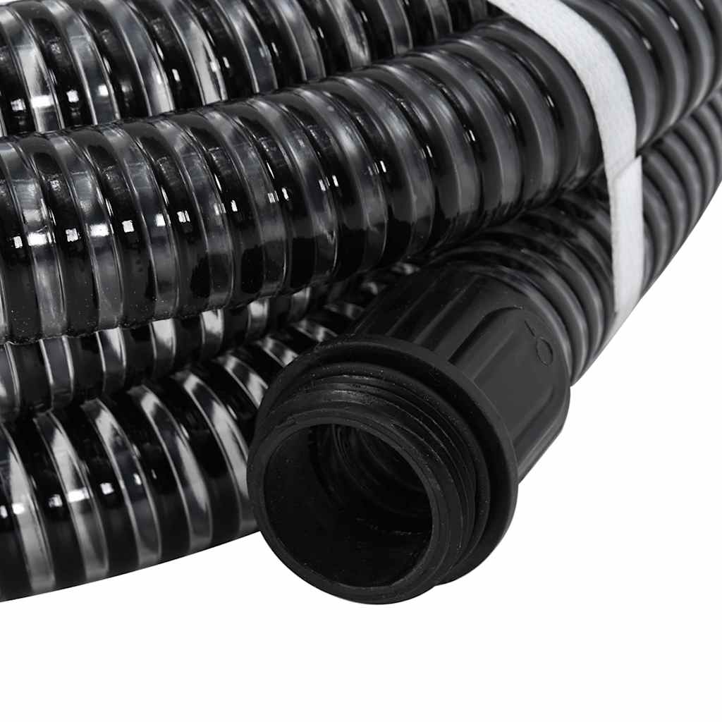 vidaXL Wąż ssący z mosiężnymi złączami, czarny, 1,1" 20 m, PVC