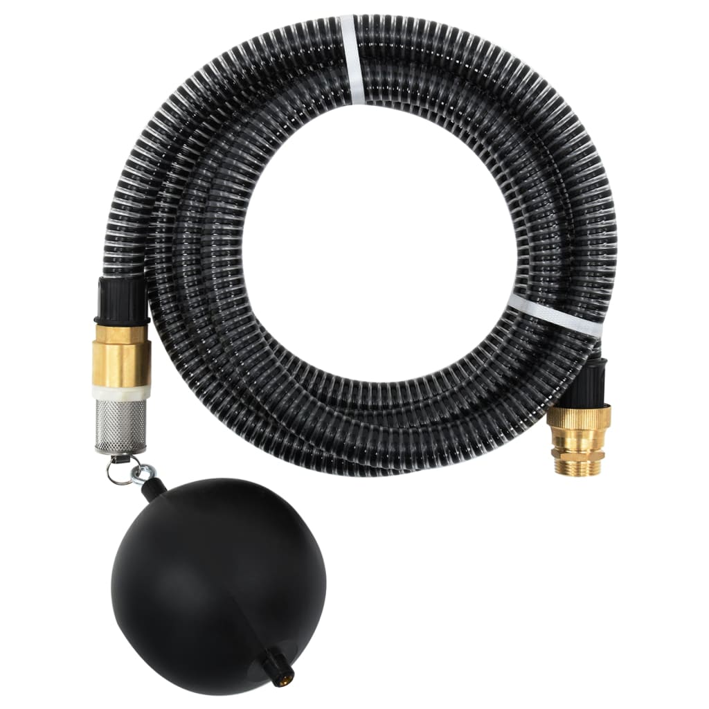 vidaXL Wąż ssący z mosiężnymi złączami, czarny, 1,1" 25 m, PVC