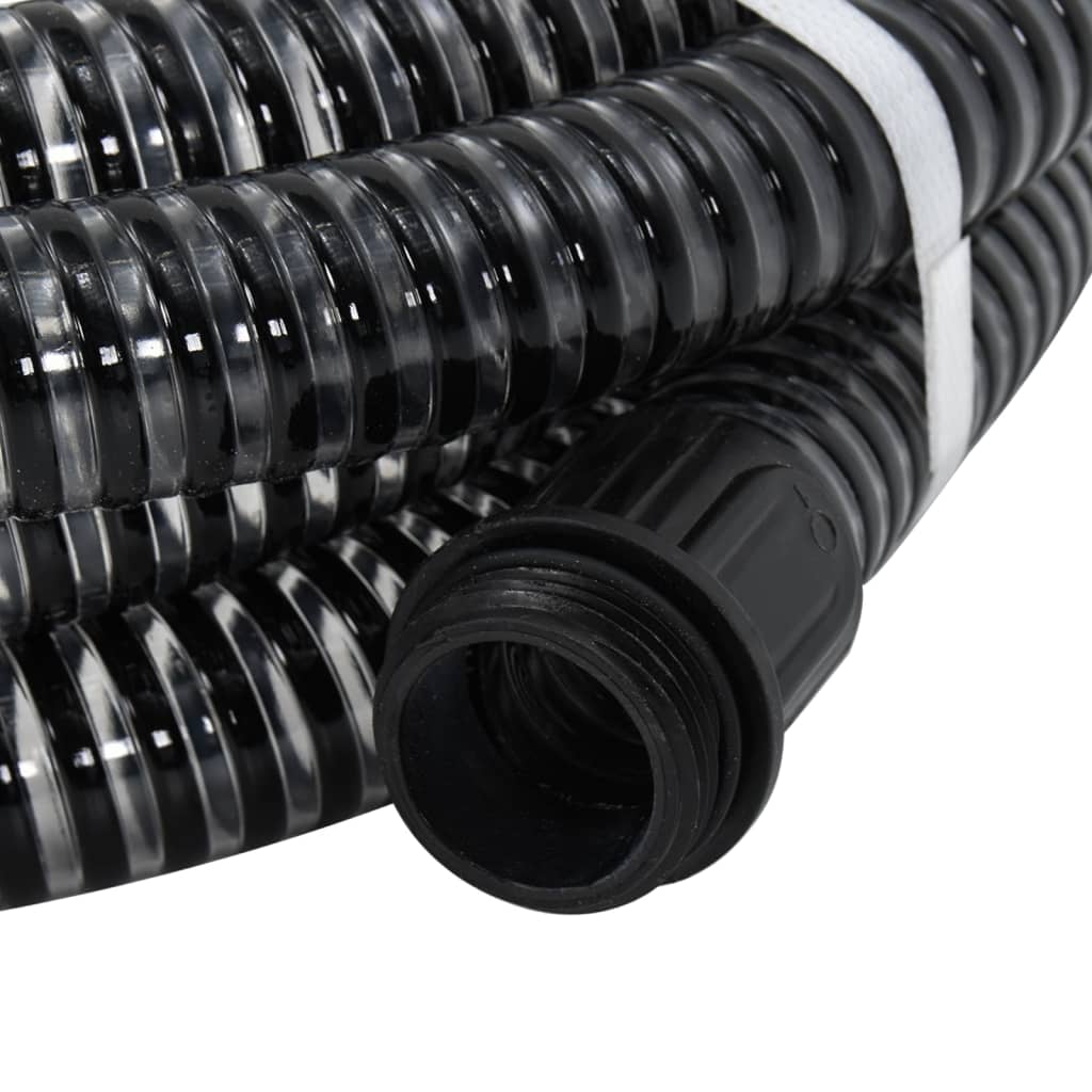 vidaXL Wąż ssący z mosiężnymi złączami, czarny, 1,1" 25 m, PVC